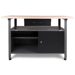 Ambia Garden Werkbank, Grau, Holz, Metall, Buche, massiv, 120x85x60 cm, Fsc, höhenverstellbar, Freizeit, Heimwerken, Werkstatt, Werkbänke