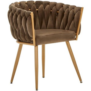 Ambia Home Armlehnstuhl, Braun, Textil, Rundrohr, 60x78x55 cm, Esszimmer, Stühle, Esszimmerstühle, Armlehnenstühle