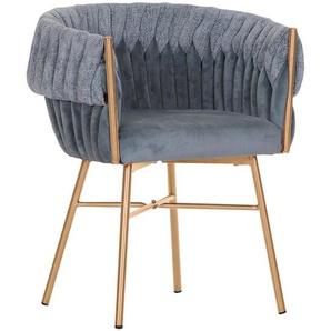 Ambia Home Armlehnstuhl, Hellblau, Textil, Rundrohr, X-Form, 65x76x60 cm, Esszimmer, Stühle, Esszimmerstühle, Armlehnenstühle