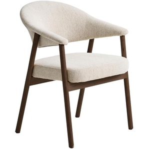 Ambia Home Armlehnstuhl, Sand, Textil, Eiche, massiv, 63x81x63 cm, Esszimmer, Stühle, Esszimmerstühle, Armlehnenstühle