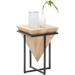 Ambia Home Beistelltisch, Natur, Schwarz, Holz, Metall, Akazie, massiv, quadratisch, eckig, 31x45x31 cm, Wohnzimmer, Wohnzimmertische, Beistelltische,