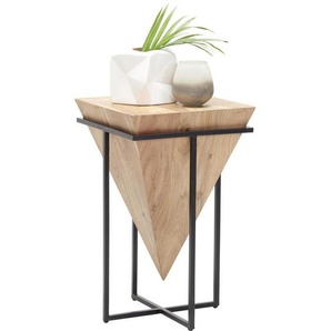 Ambia Home Beistelltisch, Natur, Schwarz, Holz, Metall, Akazie, massiv, quadratisch, eckig, 36x56x36 cm, Wohnzimmer, Wohnzimmertische, Beistelltische,