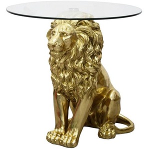 Ambia Home Beistelltisch, Gold, Kunststoff, Glas, Tier, rund, rund, 60.5x61x60.5 cm, einfacher Aufbau, Wohnzimmer, Wohnzimmertische, Beistelltische