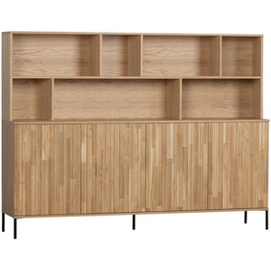 Ambia Home Buffet, Eiche, Hellgrau, Holzwerkstoff, Eiche, furniert, 4 Fächer, 200x150x44 cm, Typenauswahl, Beimöbel erhältlich, Küchen, Küchenmöbel, Küchenbuffets