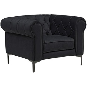 Ambia Home Chesterfield-Sessel, Schwarz, Textil, 105x75x90 cm, Stoffauswahl, Wohnzimmer, Sessel, Chesterfield-Sessel