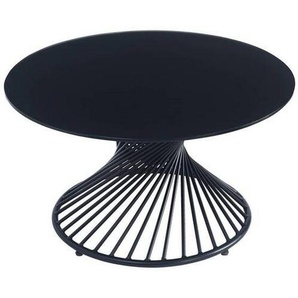 Ambia Home Couchtisch, Schwarz, Metall, Glas, rund, Rundrohr, rund, 80x43x80 cm, einfacher Aufbau, Wohnzimmer, Wohnzimmertische, Couchtische,