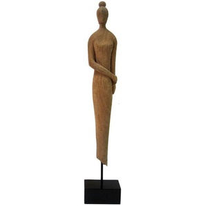 Ambia Home Dekodame, Natur, Schwarz, Holz, Metall, Mangoholz, massiv, Uni, Dame, 14x71x9 cm, Handmade in India, Kunsthandwerk, zum Stellen,