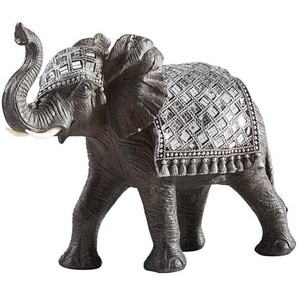 Ambia Home Dekoelefant, Silber, Dunkelgrau, Kunststoff, Elefant, Elefant, 36.5x27x15.5 cm, stehend, zum Stellen, Dekoration, Skulpturen & Dekoobjekte, Dekotiere