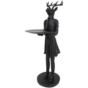 Ambia Home Dekorentier, Schwarz, Kunststoff, Uni, Rentier, 34.5x62.5x20 cm, Bsci, zum Stellen, handgemacht, handgemalt, Dekoration, Skulpturen & Dekoobjekte, Dekotiere