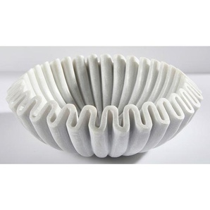 Ambia Home Dekoschale, Weiß, Stein, Marmoroptik, rund, 10 cm, Lfgb, Handmade in India, handgemacht, lebensmittelecht, Dekoration, Dekoartikel,