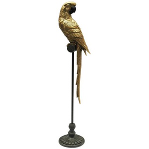 Ambia Home Dekovogel, Schwarz, Gold, Metall, Kunststoff, Uni, Vogel, 15x65x13 cm, Kunsthandwerk, zum Stellen, handgemacht, handgemalt, Dekoration,