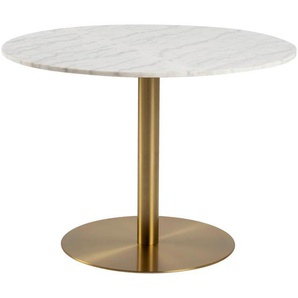 Ambia Home Esstisch, Weiß, Messing, Metall, Stein, rund, rund, 105x75 cm, Reach, Esszimmer, Tische, Esstische, Esstische rund