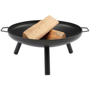 Ambia Home Feuerschale, Schwarz, Metall, rund, abnehmbare Standfüße, Tragegriffe, Freizeit, Campingzubehör, Feuerschalen