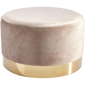 Ambia Home Hocker, Gold, Hellbraun, Metall, Textil, rund, 55x35x55 cm, Wohnzimmer, Hocker, Sitzhocker
