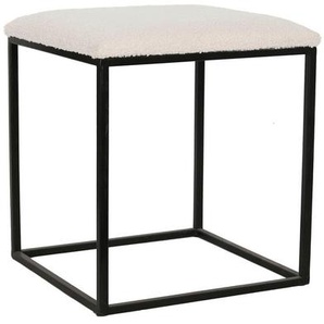 Ambia Home Hocker, Schwarz, Weiß, Metall, Textil, Uni, Füllung: Polyester, rechteckig, 34x44x34 cm, AZO-frei, Wohnzimmer, Hocker, Sitzhocker