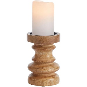 Ambia Home Kerzenhalter, Braun, Holz, Mangoholz, Hartholz, 15 cm, Handmade in India, zum Stellen, Dekoration, Kerzen & Zubehör, Kerzenhalter