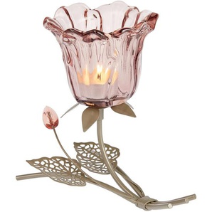 Ambia Home Kerzenhalter, Gold, Beere, Metall, Kunststoff, Glas, 10.5x16.5x17.5 cm, zum Stellen, Dekoration, Kerzen & Zubehör, Kerzenhalter
