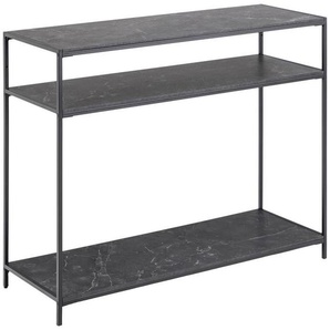 Ambia Home Konsolentisch , Schwarz , Metall , Marmoroptik , rechteckig , 35x79 cm , Wohnzimmer, Wohnzimmertische, Konsolentische