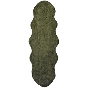 Ambia Home Kunstfell, Grün, Fell, Tierform, 60x180 cm, Bsci, Oeko-Tex® Standard 100, pflegeleicht, Teppiche & Böden, Teppiche, Fellteppiche