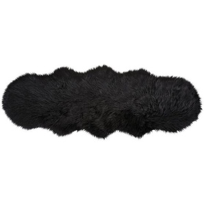 Ambia Home Kunstfell, Schwarz, Textil, Fell, Tierform, 60x180 cm, Reach, AZO-frei, Bsci, Oeko-Tex® Standard 100, für Fußbodenheizung geeignet, in verschiedenen Größen erhältlich, waschbar, rutschfeste Unterfläche, Teppiche & Böden, Teppiche, Fellteppiche
