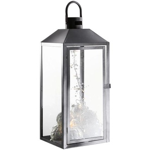 Ambia Home Laterne, Klar, Schwarz, Metall, Glas, 24x57x23 cm, Dekoration, Windlichter & Laternen, Laternen