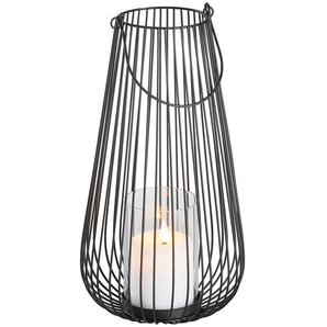 Ambia Home Laterne, Schwarz, Metall, Glas, rund, 36.5 cm, Glaseinsatz, Dekoration, Windlichter & Laternen, Laternen