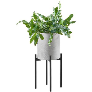 Ambia Home Pflanzentopf, Schwarz, Grau, Stein, Metall, zylindrisch, 36.5 cm, Dekoration, Blumen & Zubehör, Übertöpfe