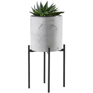 Ambia Home Pflanzentopf, Grau, Schwarz, Metall, Stein, zylindrisch, 45.5 cm, Dekoration, Blumen & Zubehör, Übertöpfe