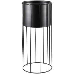 Ambia Home Pflanztopf, Schwarz, Metall, Uni, rund, 46.5 cm, Abstufung auf der Innenseite, Dekoration, Blumen & Zubehör, Übertöpfe