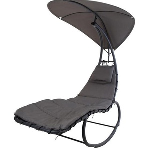 Ambia Home Relaxliege , Grau, Schwarz , Metall, Textil , Füllung: Polyester , 90x185 cm , wetterbeständig , Gartenmöbel, Hängesessel
