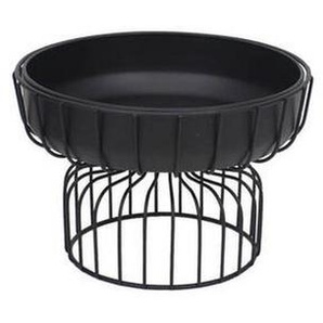 Ambia Home Serviertablett, Schwarz, Metall, Metalloptik, rund, 20 cm, handgemacht, Tischkultur & Servieren, Tabletts