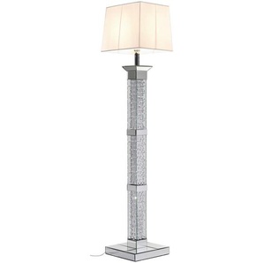 Ambia Home Stehleuchte, Silber, Textil, quadratisch,quadratisch, 35x162.5x40 cm, RoHS, Lampen & Leuchten, Innenbeleuchtung, Stehlampen, Stehlampen