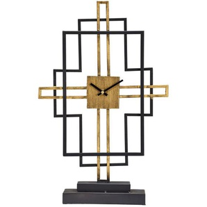 Ambia Home Tischuhr, Schwarz, Gold, Metall, 32x49.5x11 cm, Dekoration, Uhren, Tischuhren