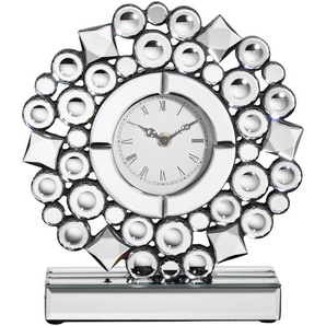 Ambia Home Tischuhr, Schwarz, Silber, Glas, Holzwerkstoff, 25x28x8 cm, Dekoration, Uhren, Tischuhren