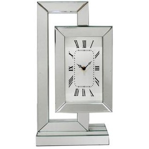 Ambia Home Tischuhr , Silber , Glas , 23.5x45.5x10.7 cm , RoHS , Dekoration, Uhren, Tischuhren