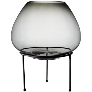 Ambia Home Vase , Grau , Metall, Glas , rund , 50 cm , Handmade in Europe , nur für Seiden- und Kunstblumen geeignet, mundgeblasen, handgemacht, zum Stellen, auch frische Blumen geeignet , Dekoration, Vasen, Glasvasen