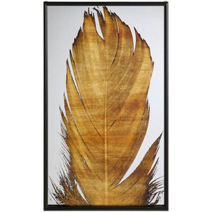 Ambia Home Wandpaneel, Schwarz, Gold, Metall, Glas, Federn, 60x100x2.5 cm, Garderobe, Garderobenpaneele