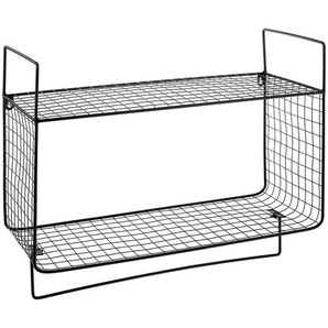 Ambia Home Wandregal, Schwarz, Metall, 24x48x60 cm, hängend, für den Außenbereich geeignet, Wohnzimmer, Regale, Wandregale