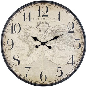 Ambia Home Wanduhr , Mehrfarbig , Papier, Metall, Holz , Tanne , RoHS , Dekoration, Uhren, Wanduhren