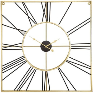 Ambia Home Wanduhr, Schwarz, Gold, Metall, 71x71 cm, Dekoration, Uhren, Wanduhren