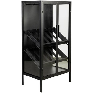 Ambia Home Weinschrank, Schwarz, Metall, Tanne, massiv, 52x103x35 cm, Gläserhalter, Wohnzimmer, Regale, Weinregale