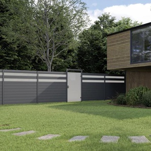 Ambiente Alu-Zaun Paneel 150 + ESG 8 mm 120 cm x 180 cm 22 mm stark GLO784207389