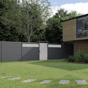 Ambiente Alu-Zaun Paneel 150 + ESG 8 mm 120 cm x 180 cm 22 mm stark GLO784207399