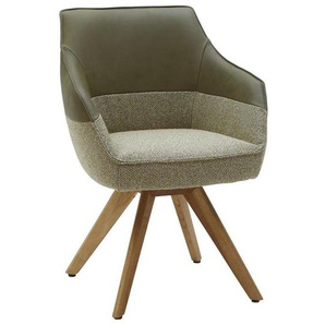 Ambiente Armlehnstuhl, Braun, Beige, Olivgrün, Holz, Textil, Leder, Echtleder, Anilinleder, Wildeiche, massiv, konisch, eckig, 62x85x67 cm, Goldenes M, Made in Germany, Dgm, Beinauswahl, Lederauswahl, Stoffauswahl, Typenauswahl, Gestellauswahl, Esszimmer,
