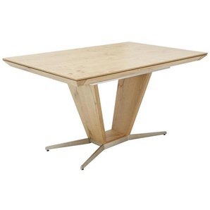 Ambiente Esstisch , Eiche, Nickel , Holz, Metall , Wildeiche , furniert , rechteckig , eckig, U-Form , 90x76 cm , Goldenes M, DGM , ausziehbar, in verschiedenen Holzarten erhältlich, Variantenauswahl , Esszimmer, Tische, Esstische, Esstische ausziehbar