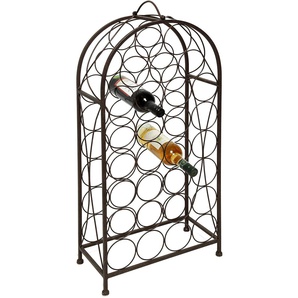 Flaschenhalter AMBIENTE HAUS Flaschenständer Set 93/85cm- antikbraun braun Trinkflaschen Flaschenhalter