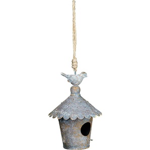 Vogelhaus AMBIENTE HAUS Tierhäuser Gr. B/H/T: 11 cm x 18 cm x 11 cm, grau Vogefutterhaus Vogelhaus Vogelhäuser Futterhäuser -stationen Tierhäuser zum hängen aus Metall - rund Outdoor geeignet