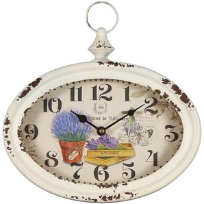 Wanduhr AMBIENTE HAUS Lavendel aus Metall 28cm Wanduhren Gr. B/H/T: 28 cm x 26 cm x 6 cm, weiß Wanduhren