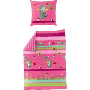 Ambiente Wendebettwäsche, Rosa, Textil, Drache, 135x200 cm, Oeko-Tex® Standard 100, Schlaftextilien, Bettwäsche, Bettwäsche, Wendebettwäsche