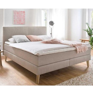 Amerikanisches Bett in Beige Webstoff Skandi Design